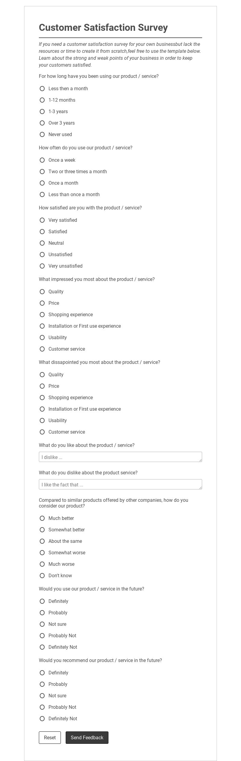Customer Satisfaction Survey