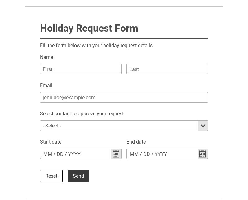 Holiday Request Form