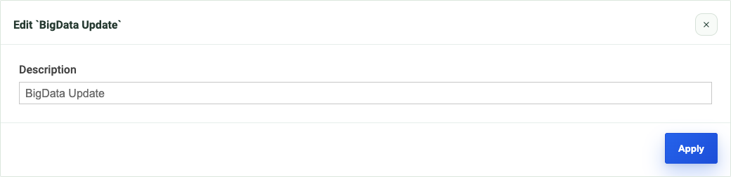 Live v2 BigData Update settings.